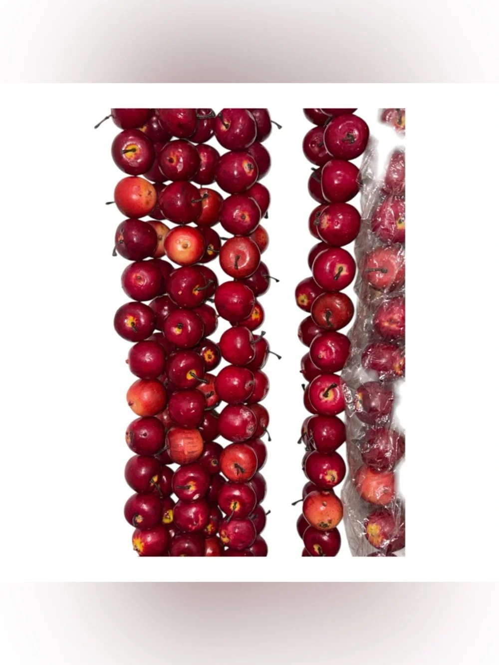 Vintage Strings Mini Red Apple Christmas Garland Total 36 Feet & Apple Ornaments